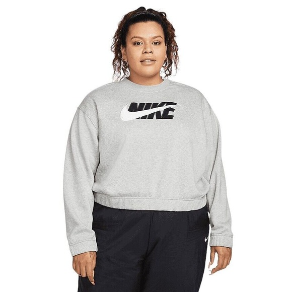 Nike Tops - Nike Women's Fleece Crop Sportswear  Plus Size Icon Clash Crew, Gray Size 2X